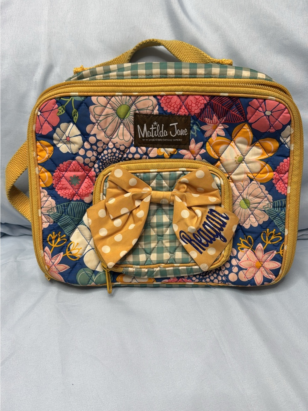 Matilda Jane Floral Quilted Travel Lunch Tote in Blue and Yellow Floral